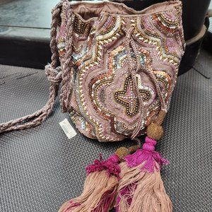 Boho Vintage beaded bucketbag